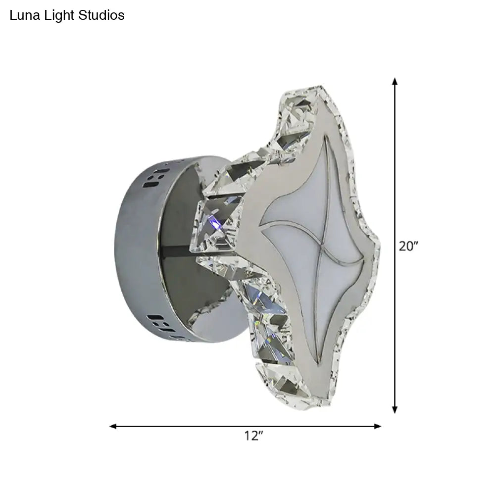 Contemporary Led Crystal Wall Light Fixture: Chrome Finish. Perfect Windmill Sconce For Living Room