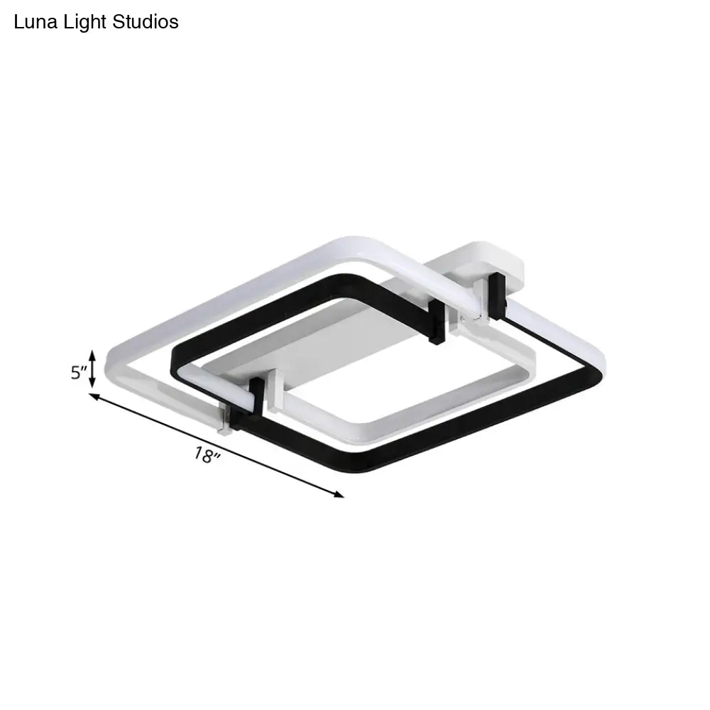 Contemporary Led Flush Ceiling Light: Round Edge Metal Black/White White/Warm Light - 18’/21.5