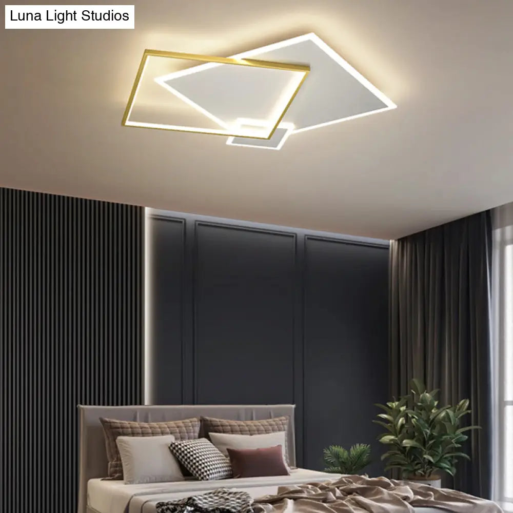 Contemporary Led Flush Mount Metal Ceiling Light For Bedrooms