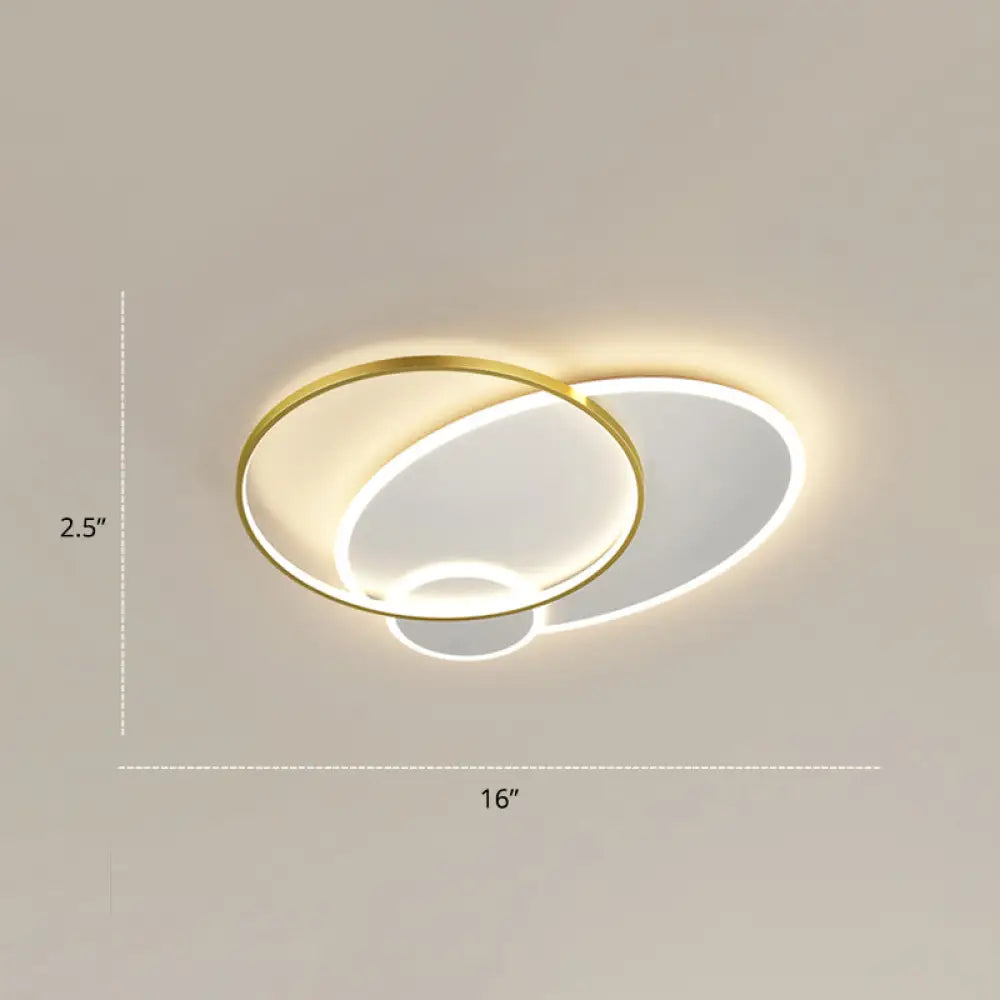Contemporary Led Flush Mount Metal Ceiling Light For Bedrooms White - Gold / 16’ Round