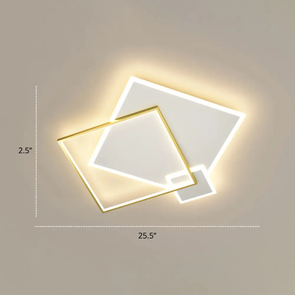 Contemporary Led Flush Mount Metal Ceiling Light For Bedrooms White - Gold / 23.5’ Square Plate