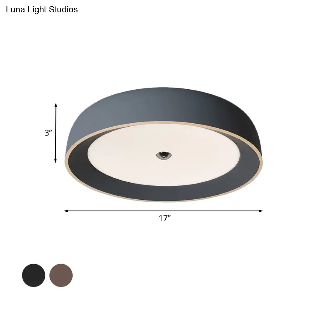 Contemporary Led Flushmount Ceiling Light For Bedroom - Grey/Coffee Tone Pivoting Ring Design