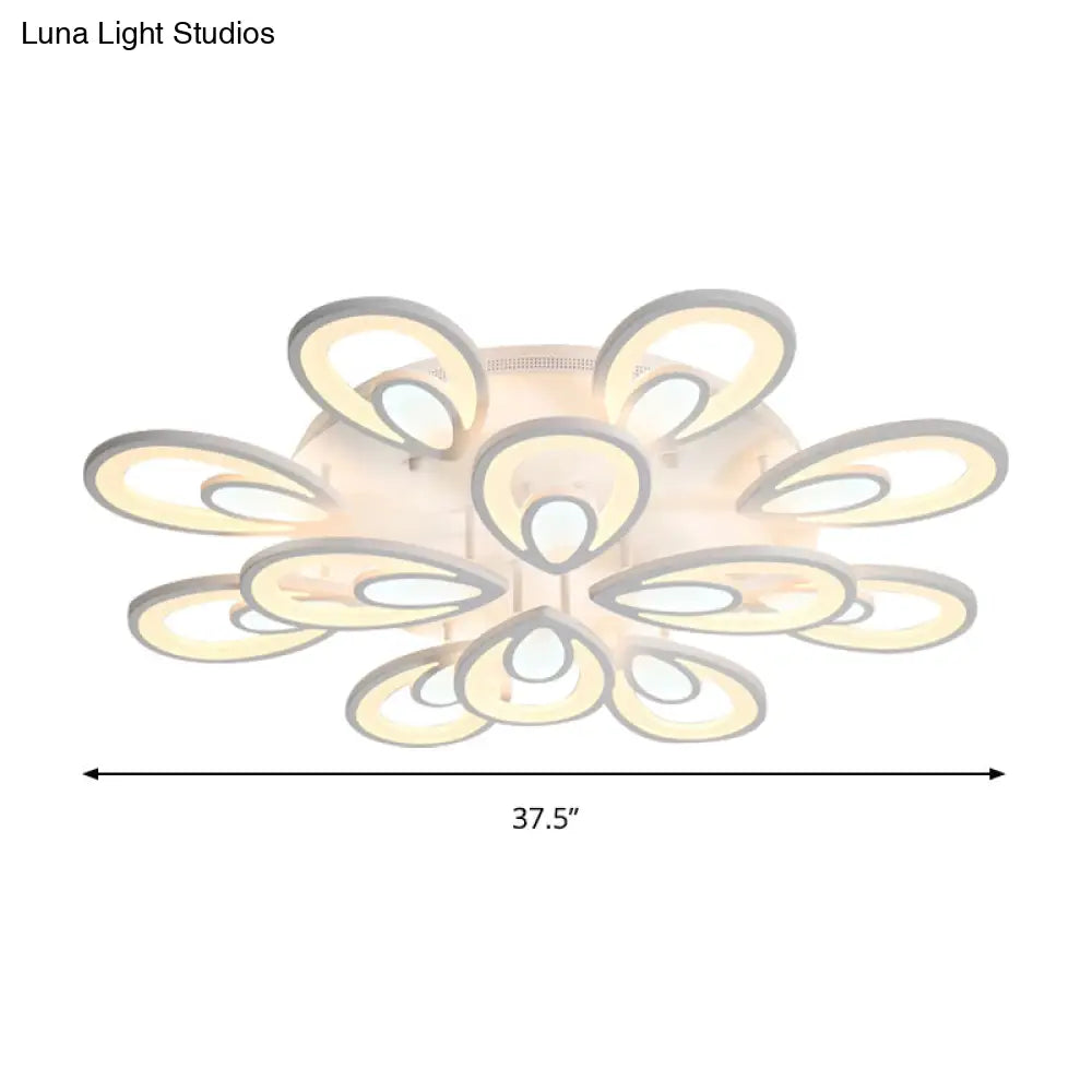 Contemporary Led Petal Flush Mount Light Fixture: 6/12/15 Lights Warm/White/Natural White Ceiling