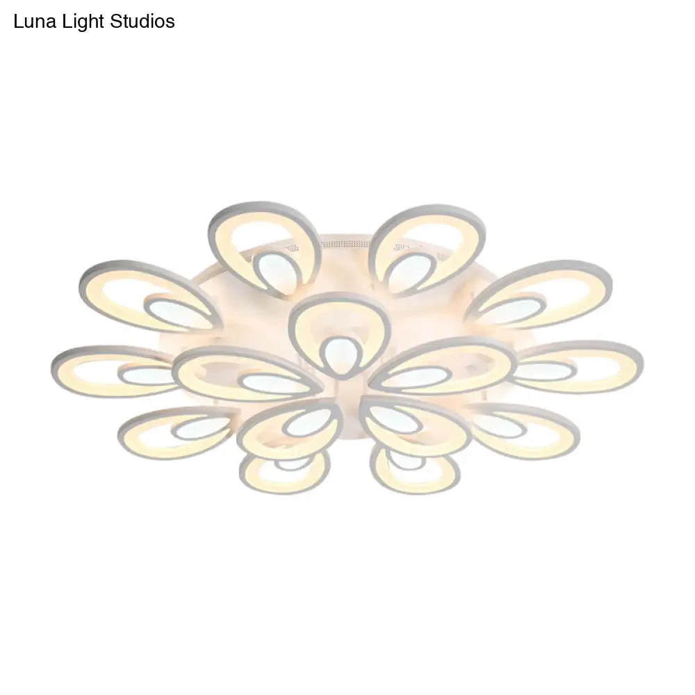 Contemporary Led Petal Flush Mount Light Fixture: 6/12/15 Lights Warm/White/Natural White Ceiling