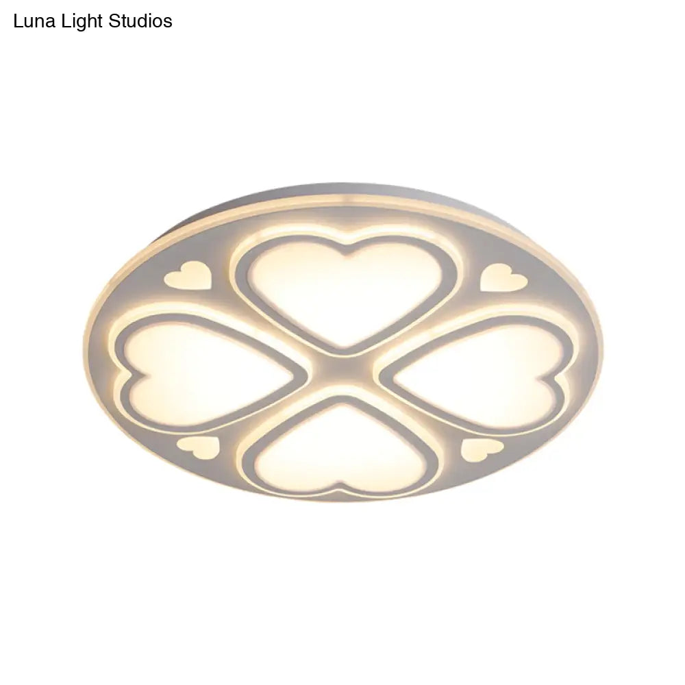 Contemporary Metal And Acrylic Clover Flush Mount Lighting - White Ceiling Lamp (16.5’/20.5’/24.5’)