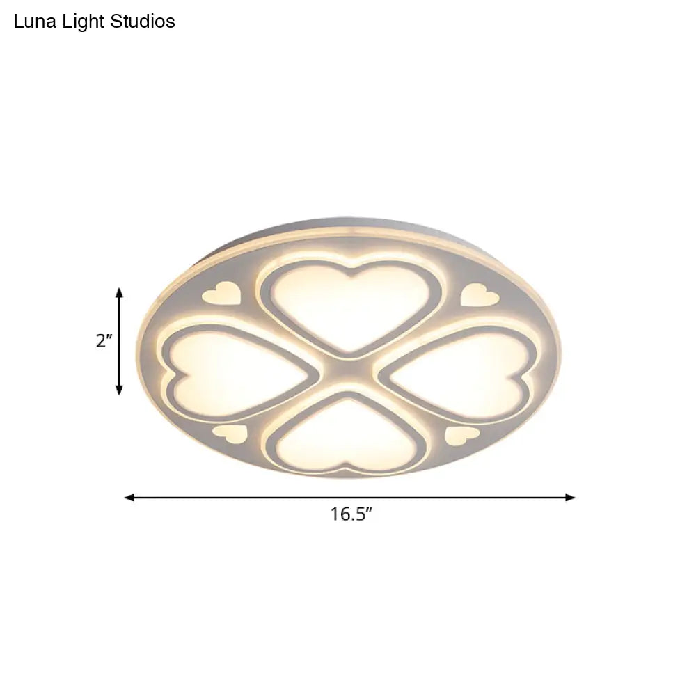 Contemporary Metal And Acrylic Clover Flush Mount Lighting - White Ceiling Lamp (16.5’/20.5’/24.5’)
