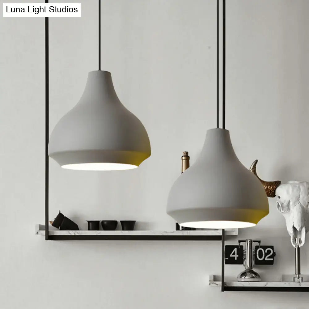Contemporary Metal Gourd Pendant Ceiling Light - 1 Light - Grey/Black/Yellow