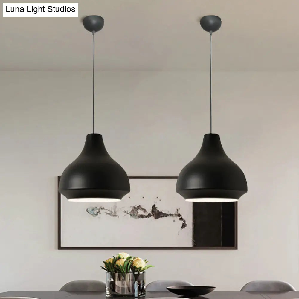 Contemporary Metal Gourd Pendant Ceiling Light - 1 Light - Grey/Black/Yellow