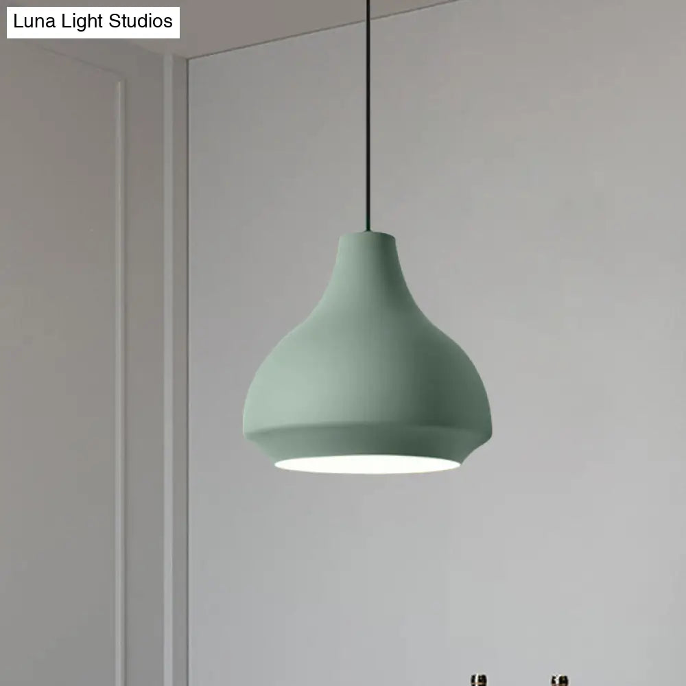 Contemporary Metal Gourd Pendant Ceiling Light - 1 Light - Grey/Black/Yellow
