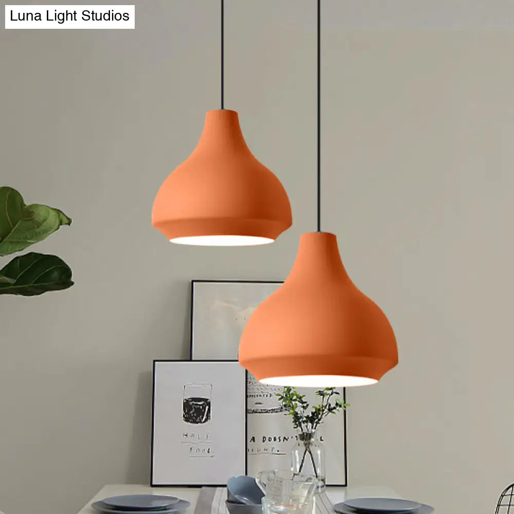 Contemporary Metal Gourd Pendant Ceiling Light - 1 Light - Grey/Black/Yellow
