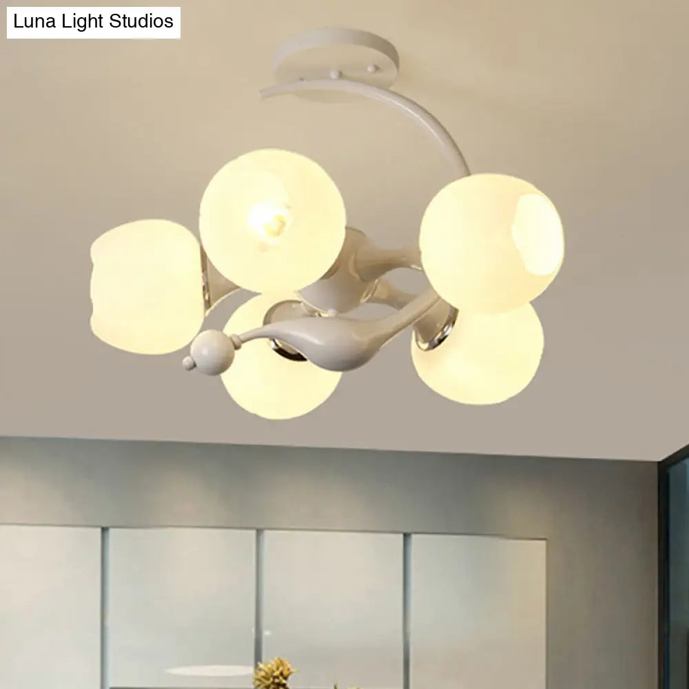 Contemporary Metal Pendant Light With Spherical Shade - 5 Bulbs White Ideal For Office Décor
