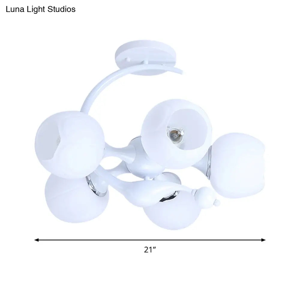 Contemporary Metal Pendant Light With Spherical Shade - 5 Bulbs White Ideal For Office Décor