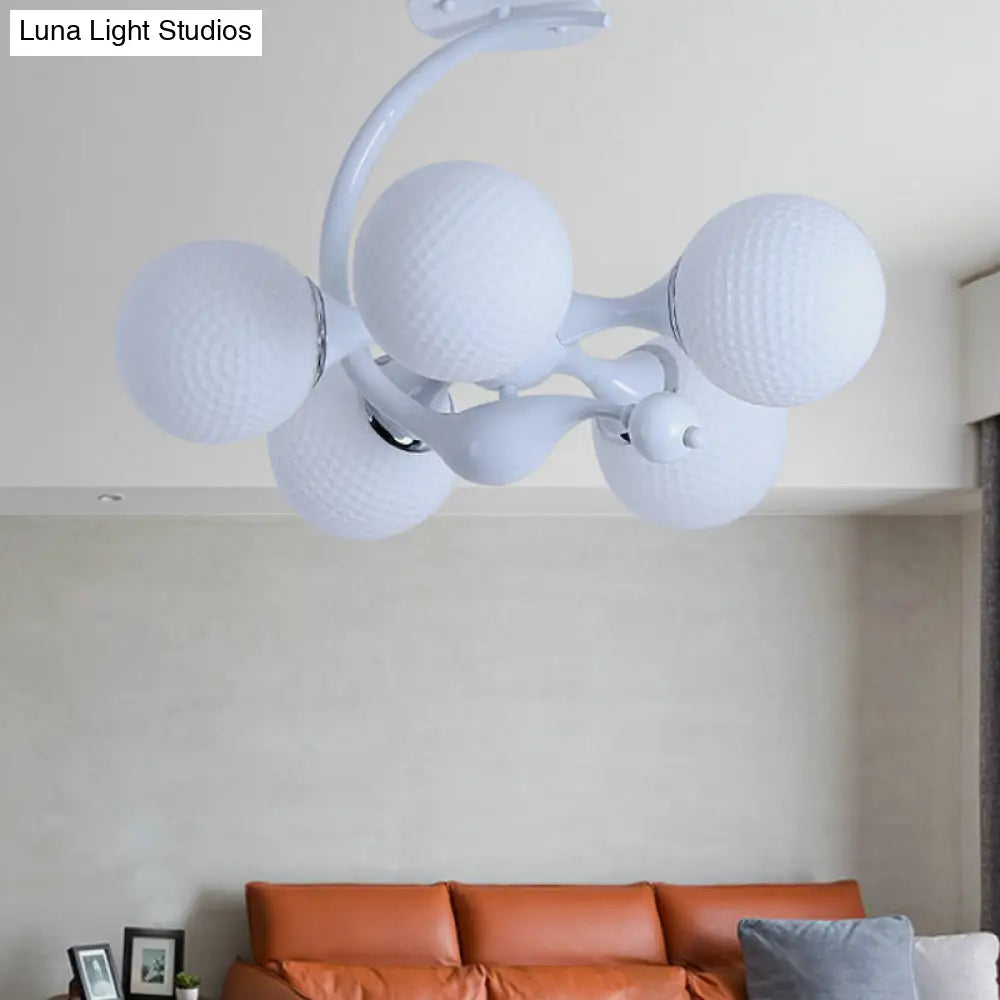 Contemporary Metal Pendant Light With Spherical Shade - 5 Bulbs White Ideal For Office Décor