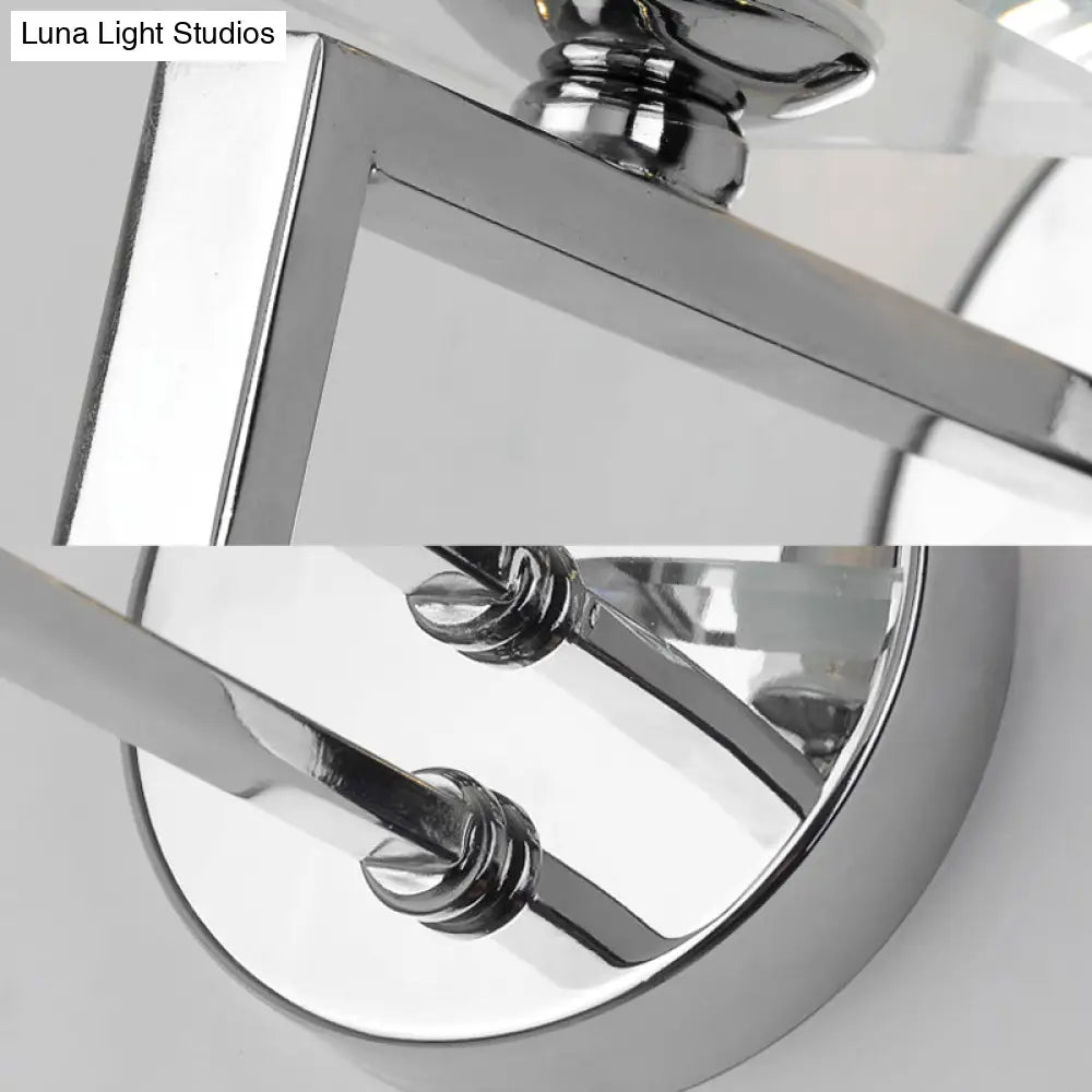 Contemporary Metal Wall Sconce - Cubic Design With Clear Crystal Block Chrome Finish