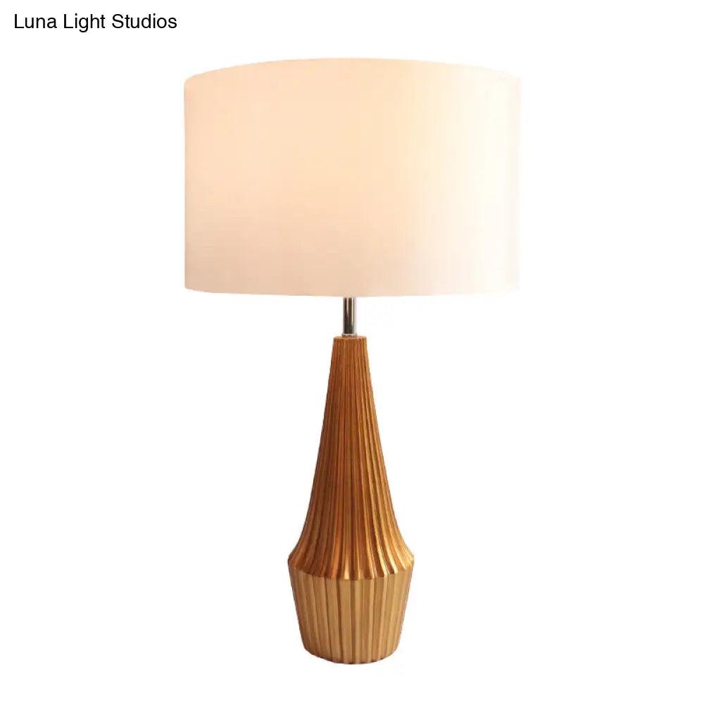 Contemporary Resin Teardrop Night Light Table Lamp With Round Fabric Shade