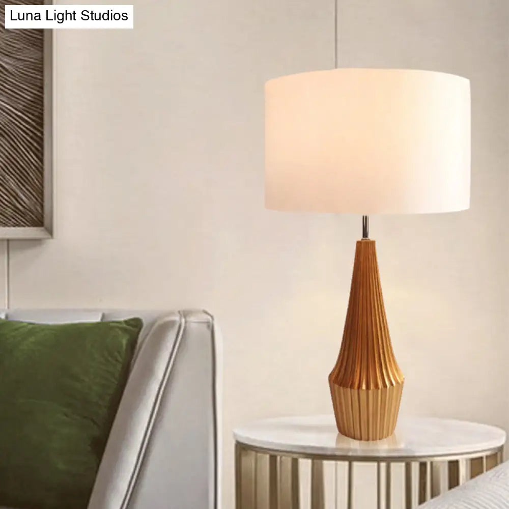 Contemporary Resin Teardrop Night Light Table Lamp With Round Fabric Shade