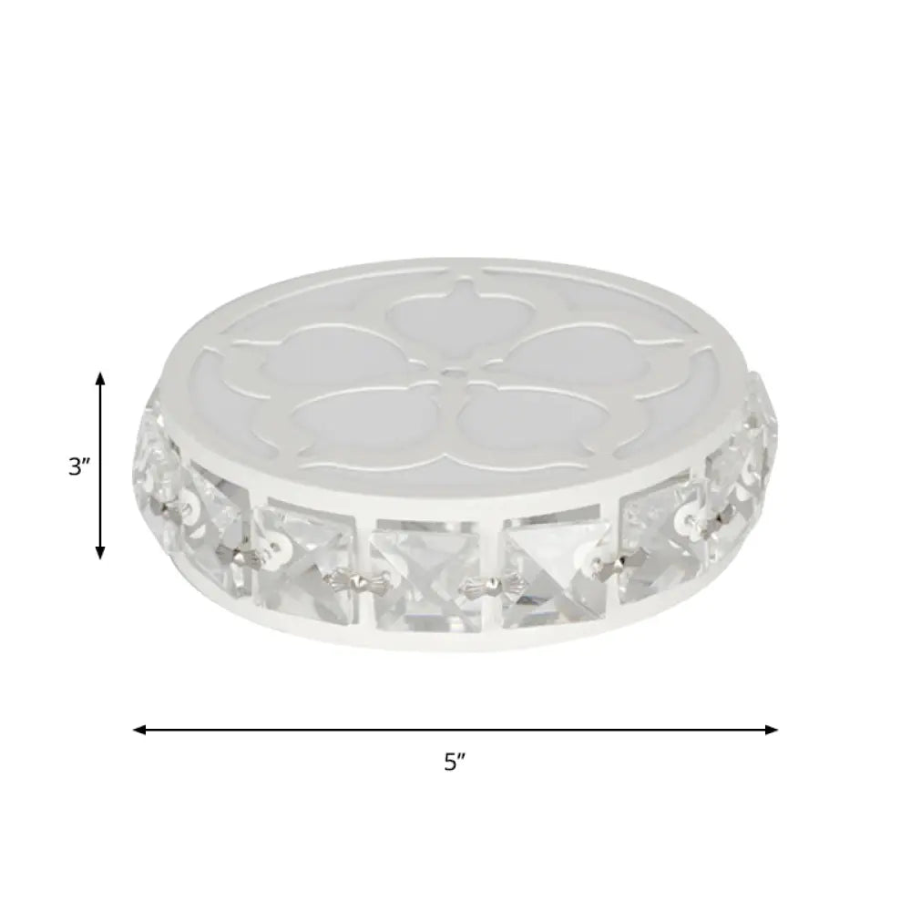 Contemporary Silver Round Crystal Led Flushmount Ceiling Lamp In Warm/White/Multi-Color Light 3 Wide