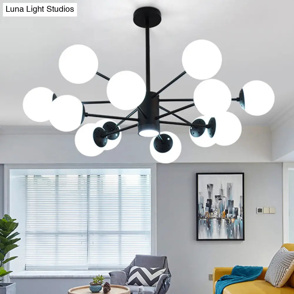 Contemporary Spherical Glass Chandelier Light For Living Room Ceiling