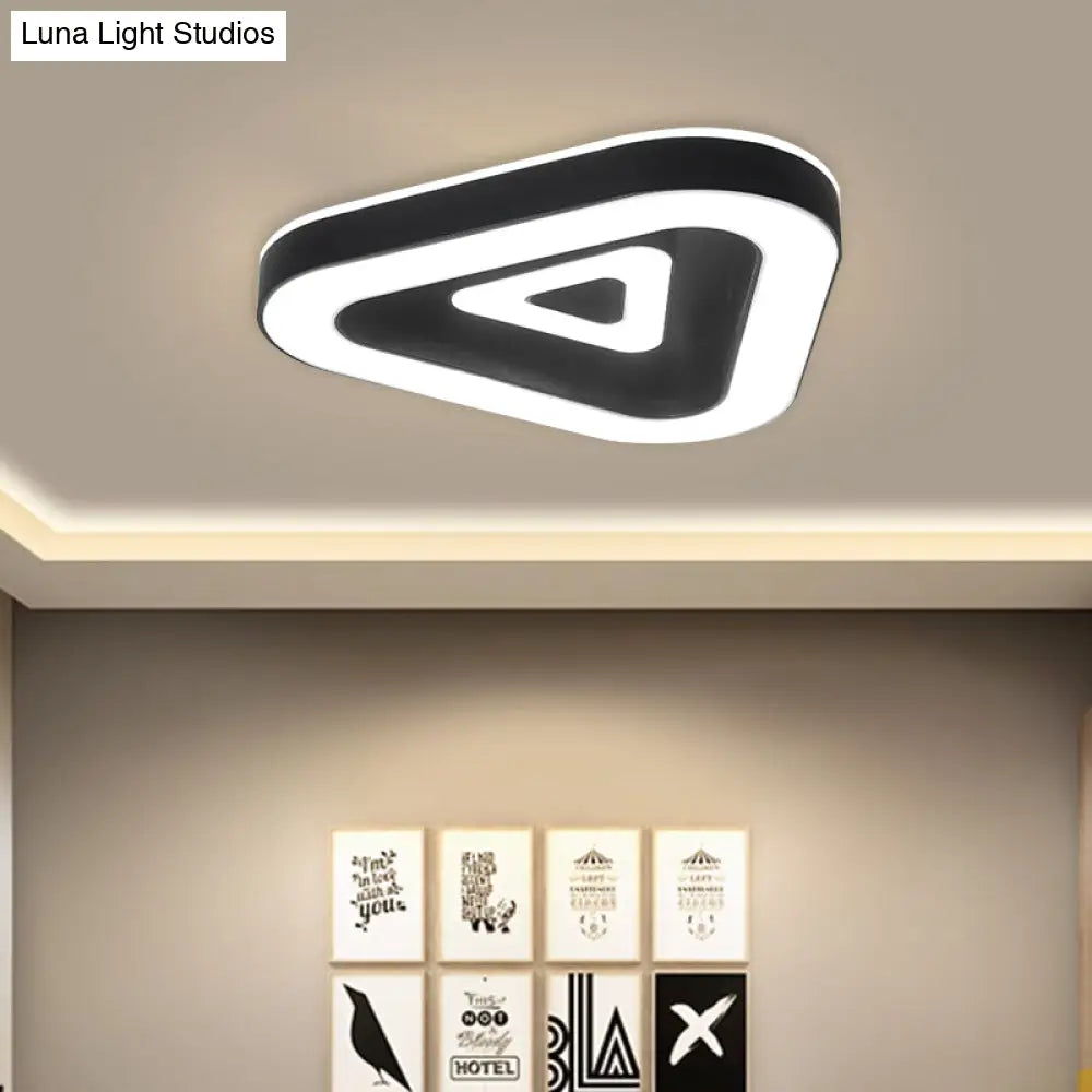 Contemporary Triangular Flush Mount Led Ceiling Light - 18’/21.5’ Wide Black/White Ideal For