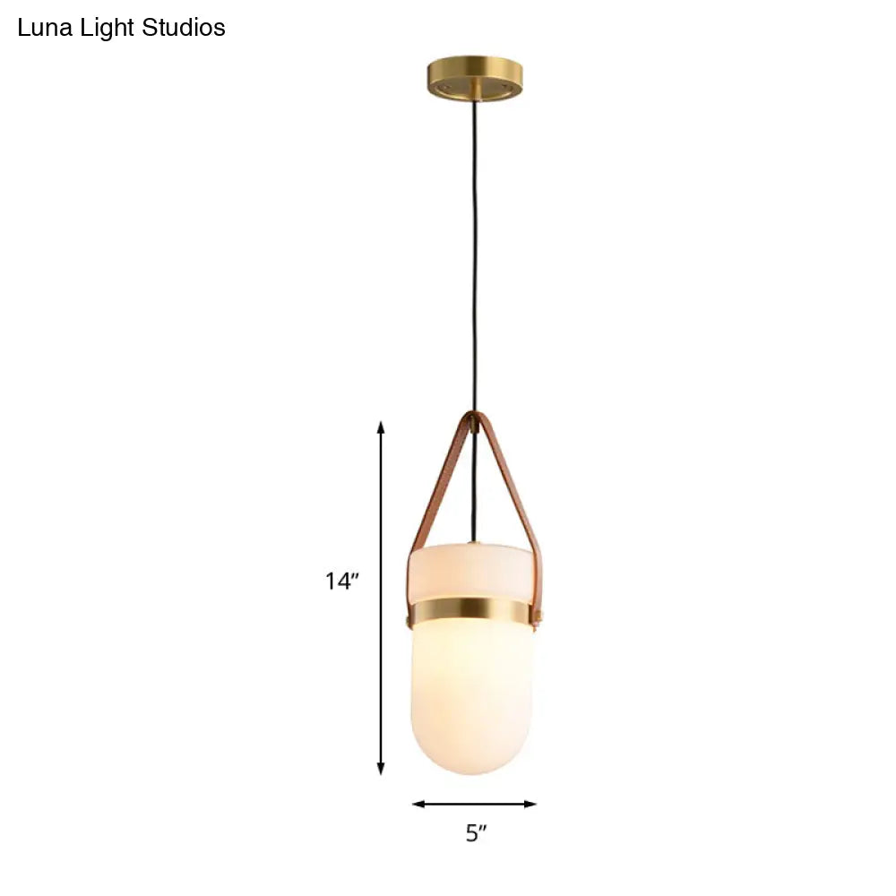 Contemporary White Glass Cylinder Pendant Lamp For Bedroom Ceiling