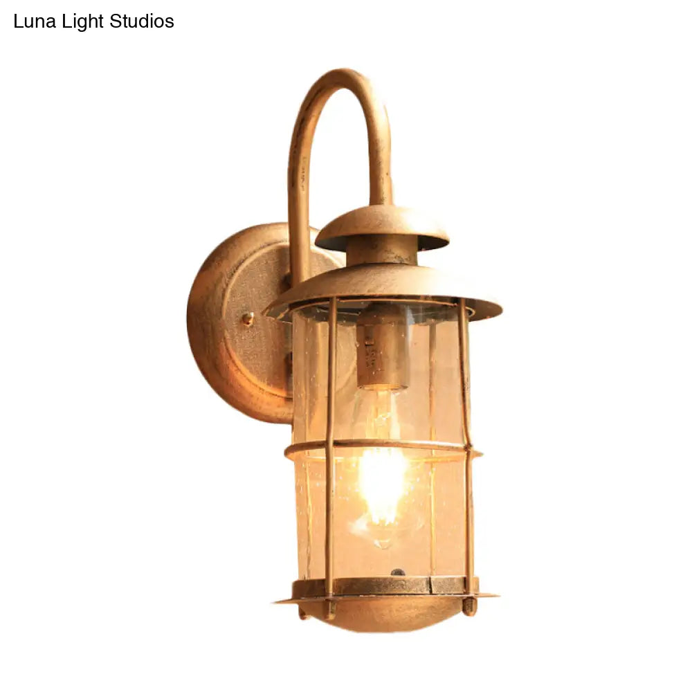 Country Water Glass Bamboo Shape Wall Light Fixture - Brass 1 Mounted Lamp