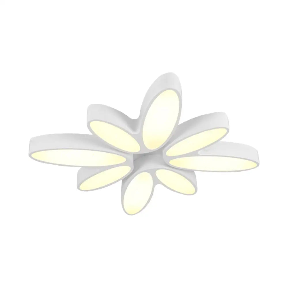 Creative Acrylic Ceiling Lamp For Childs Bedroom - White 8-Petal Blossom Design