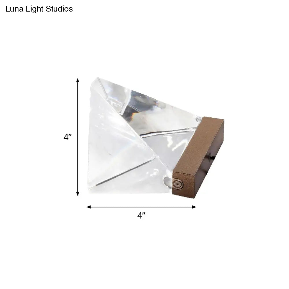 Crystal Led Triangle Desk Lamp - Minimalist Night Table Light For Living Room