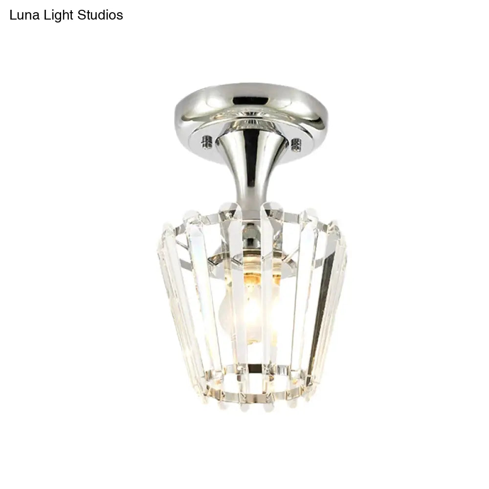 Crystal Semi Flush Mount Ceiling Light In Chrome With Minimalist Design