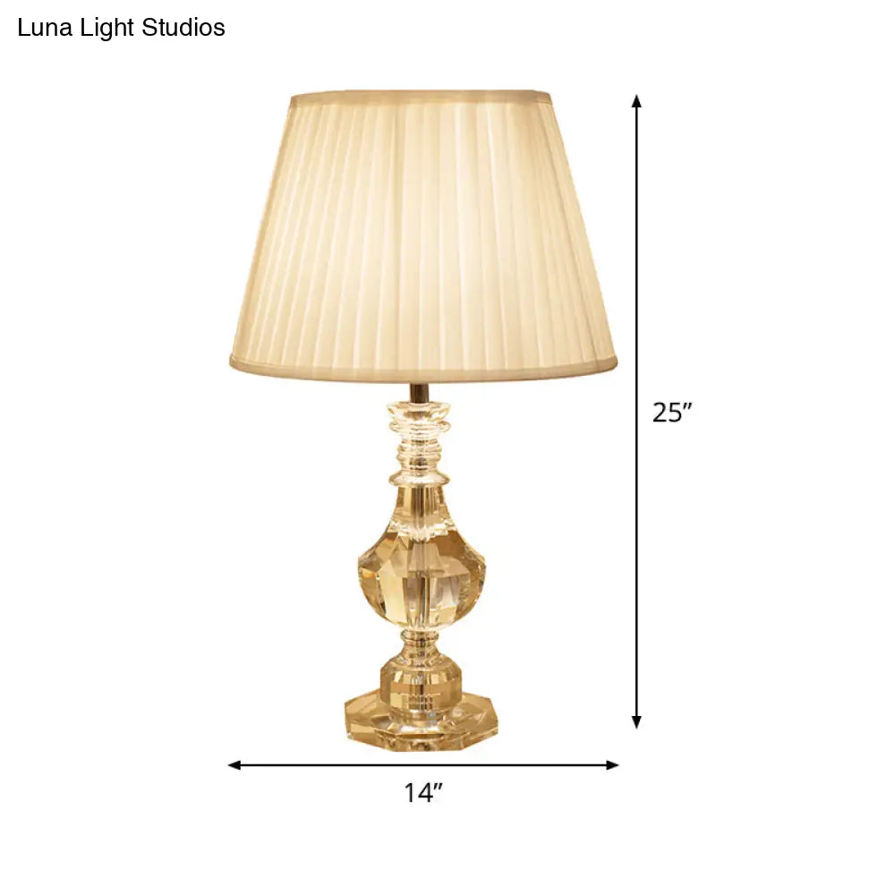 Curvy Crystal Study Lamp: Hand-Cut Contemporary 1-Head Book Light In White