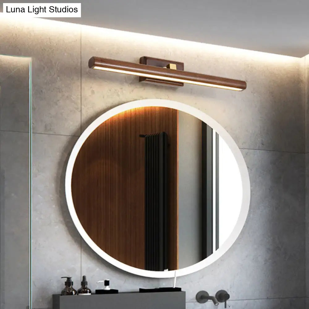 Dark Wood Nordic Linear Wall Sconce Bathroom Led Light With Acrylic Shade