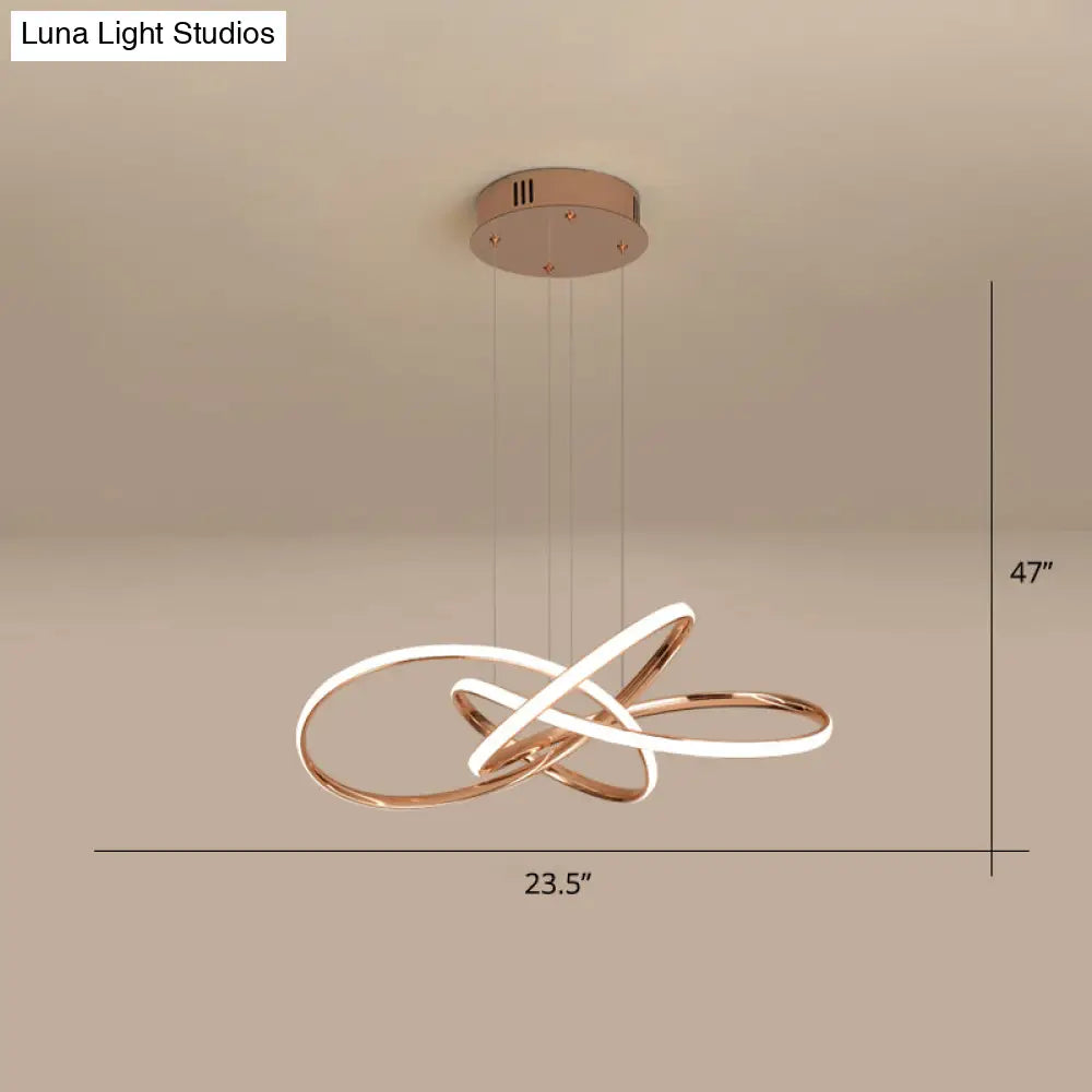 Elegant Led Hanging Pendant Lamp With Acrylic Shade - Twisting Chandelier Design