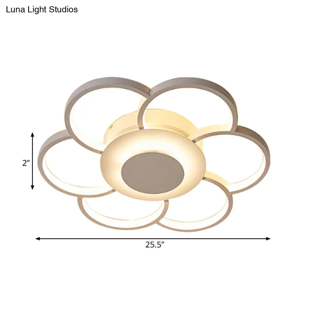 Floral Bedroom Led Flush Mount Light: Simple Ceiling Fixture In Warm/White/Natural Light Acrylic