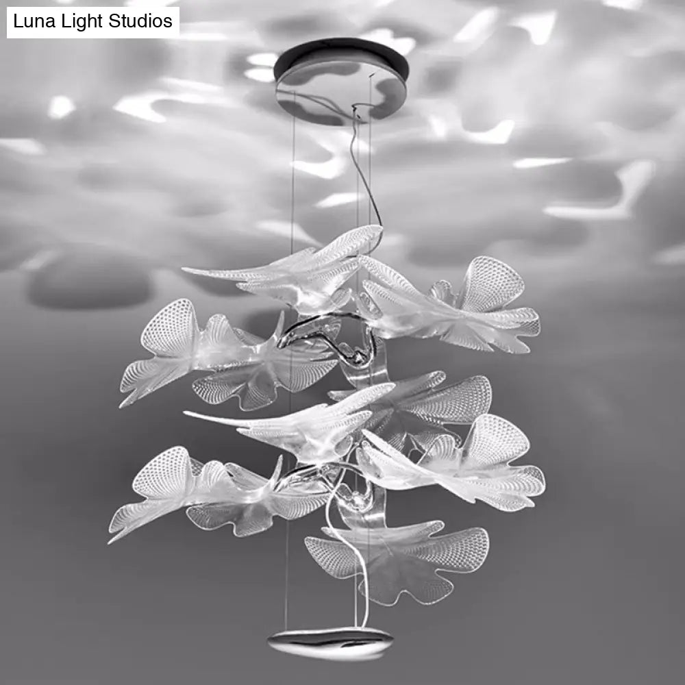 Floral Chandelier Art Deco Acrylic Led Ceiling Light For Living Room - Clear