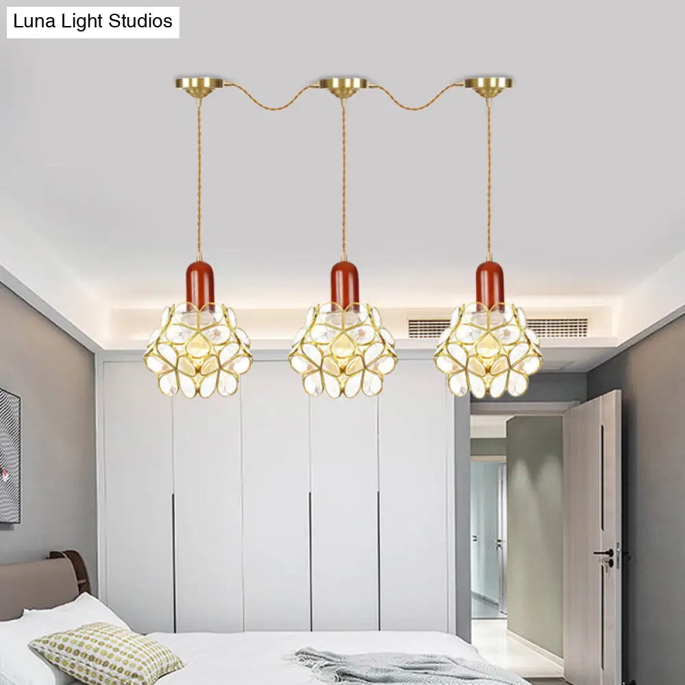 Floral Cluster Pendant Light - Metal Gold 3/5/7 Heads Tradition Series Hanging Ceiling Lamp
