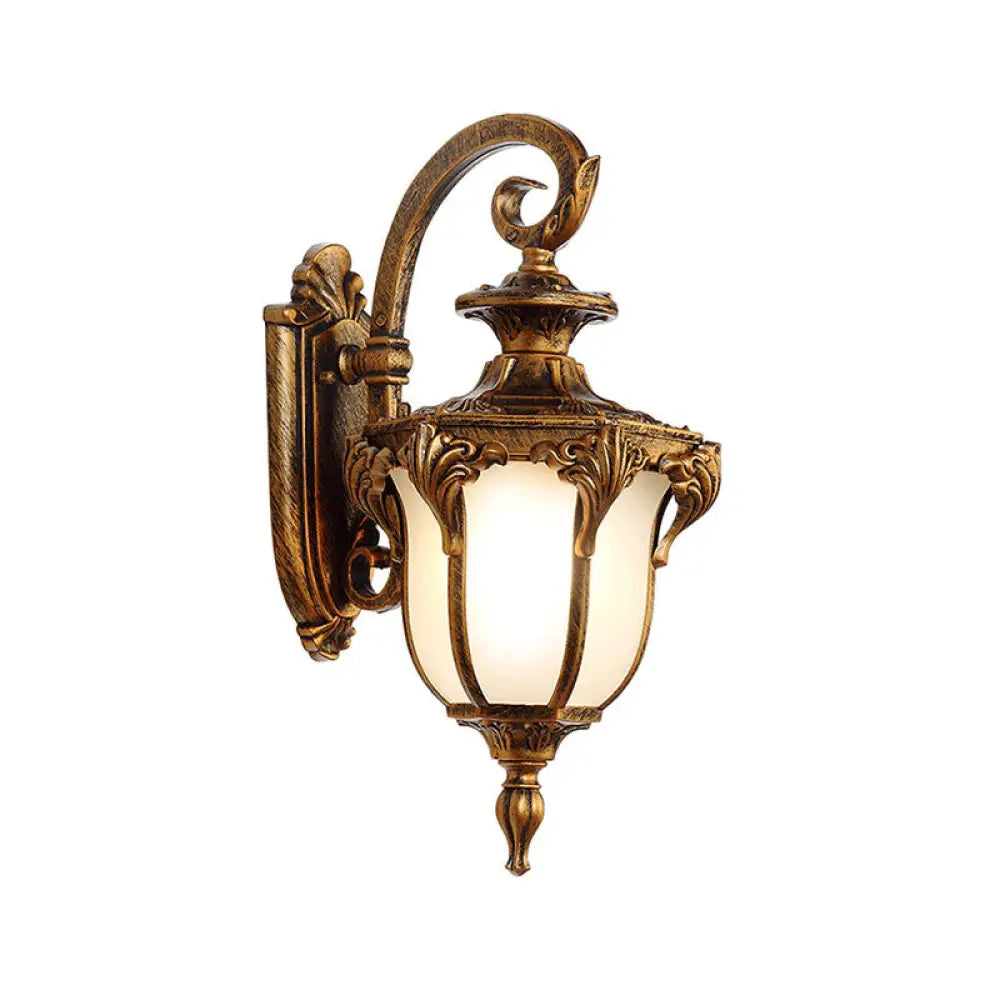 Frost Glass Wall Mount Outdoor Light With Vintage Bell Shade - 1-Light Fixture