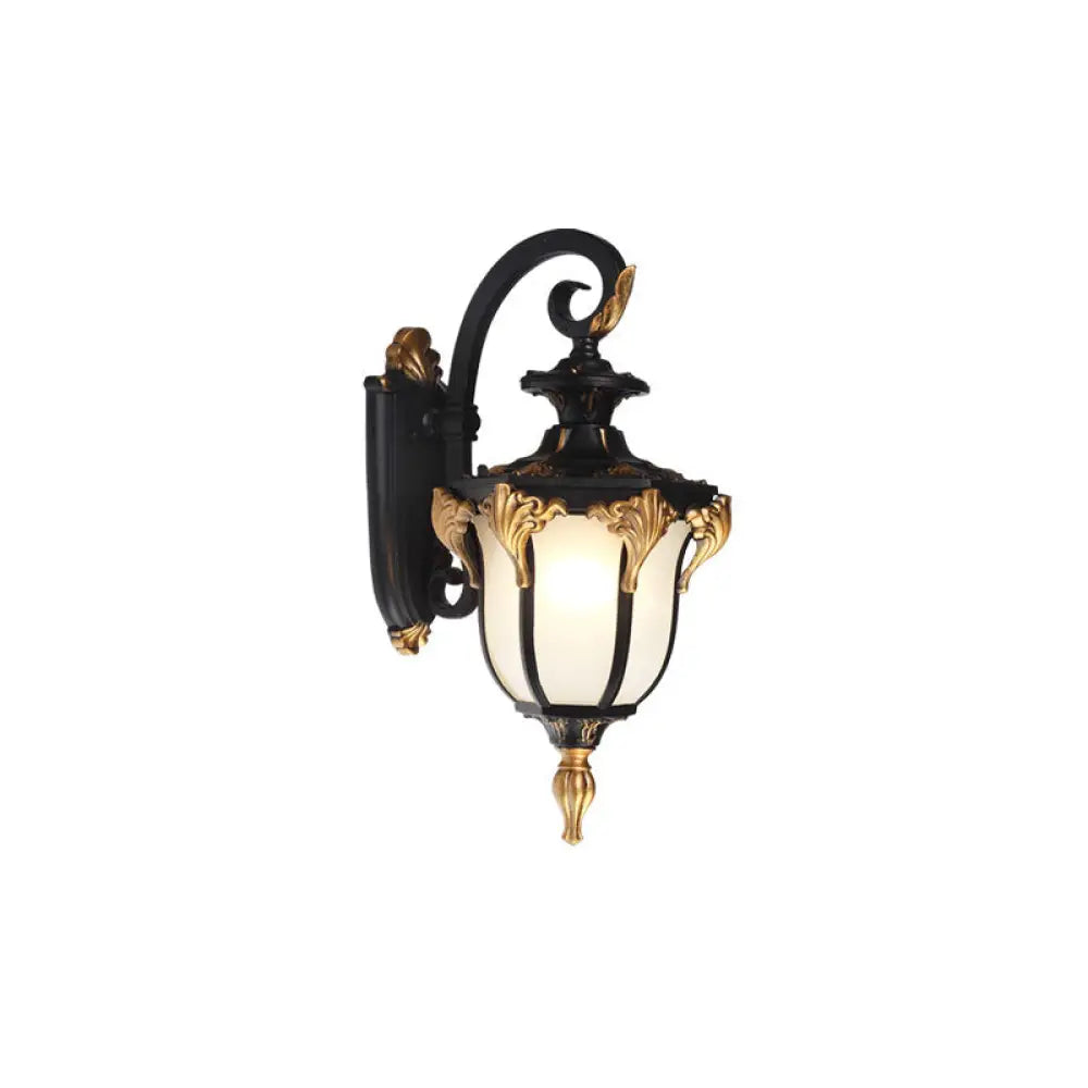 Frost Glass Wall Mount Outdoor Light With Vintage Bell Shade - 1-Light Fixture Gold / Small