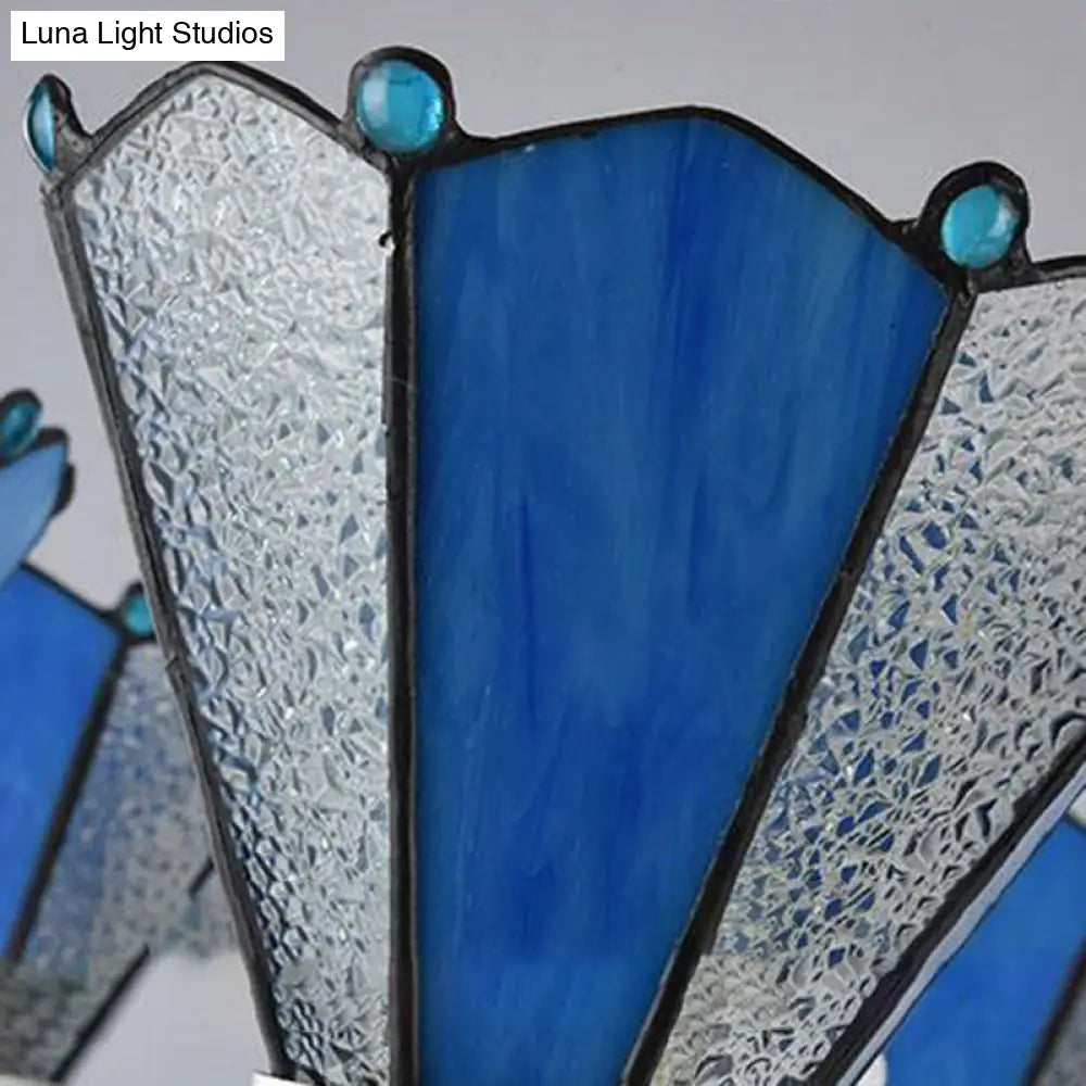Frosted Blue Conical Glass Chandelier Lamp - Baroque Design With 3/9/11 Lights Elegant Cream