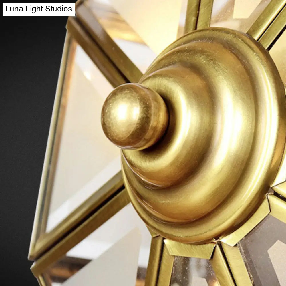 Frosted Glass Cap Ceiling Light With Brass Mount - Minimalist 2 - Bulb Flush Fixture For Corridors