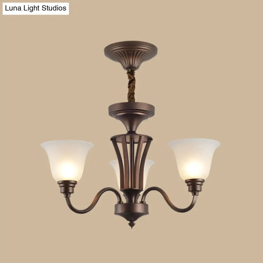 Frosted Glass Chandelier Light Retro Style Pendant Fixture For Living Room