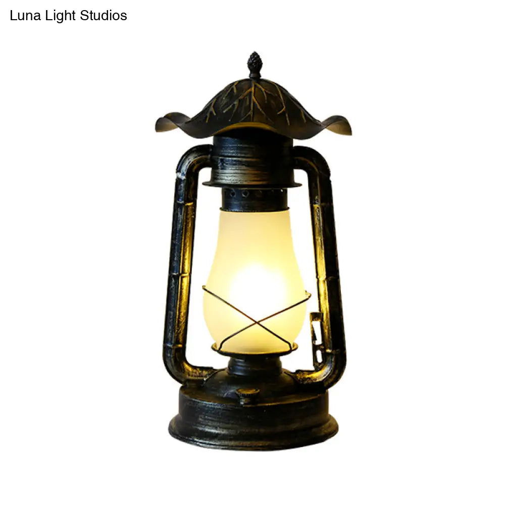 Frosted Glass Desk Lamp In Brass With Farmhouse Style - Plug-In 1-Light
