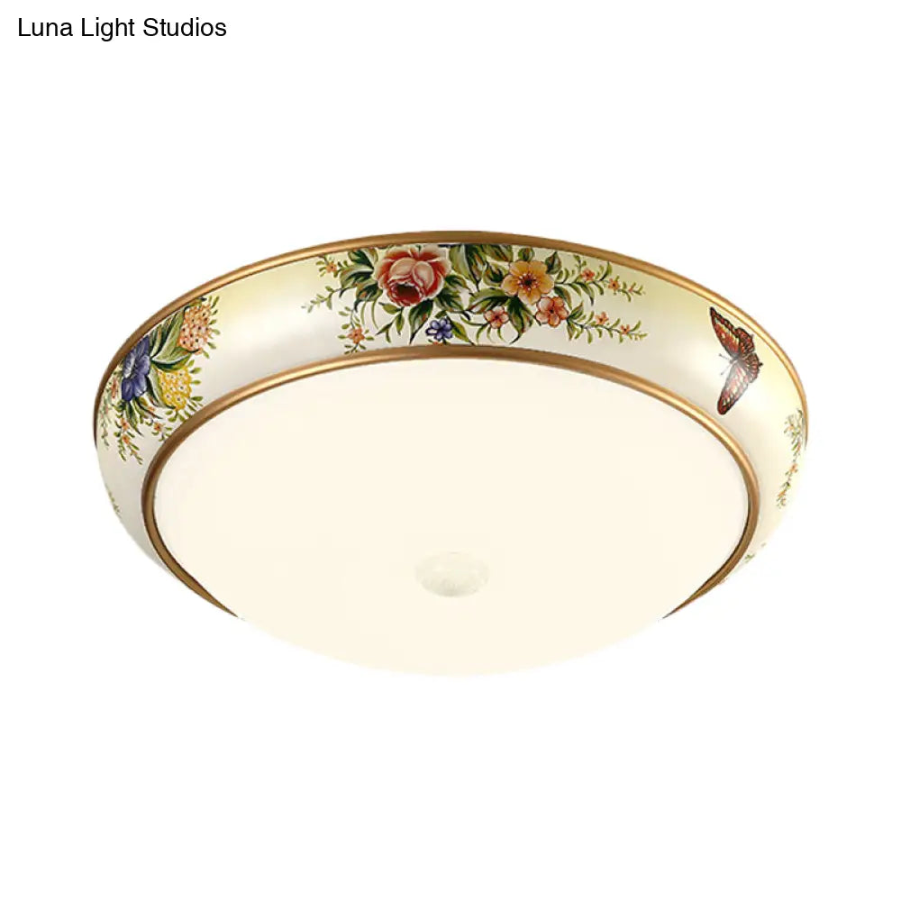 Frosted Glass Dome Led Flush Mount Ceiling Light - Korea Country Style (14’/19.5’ Diameter)
