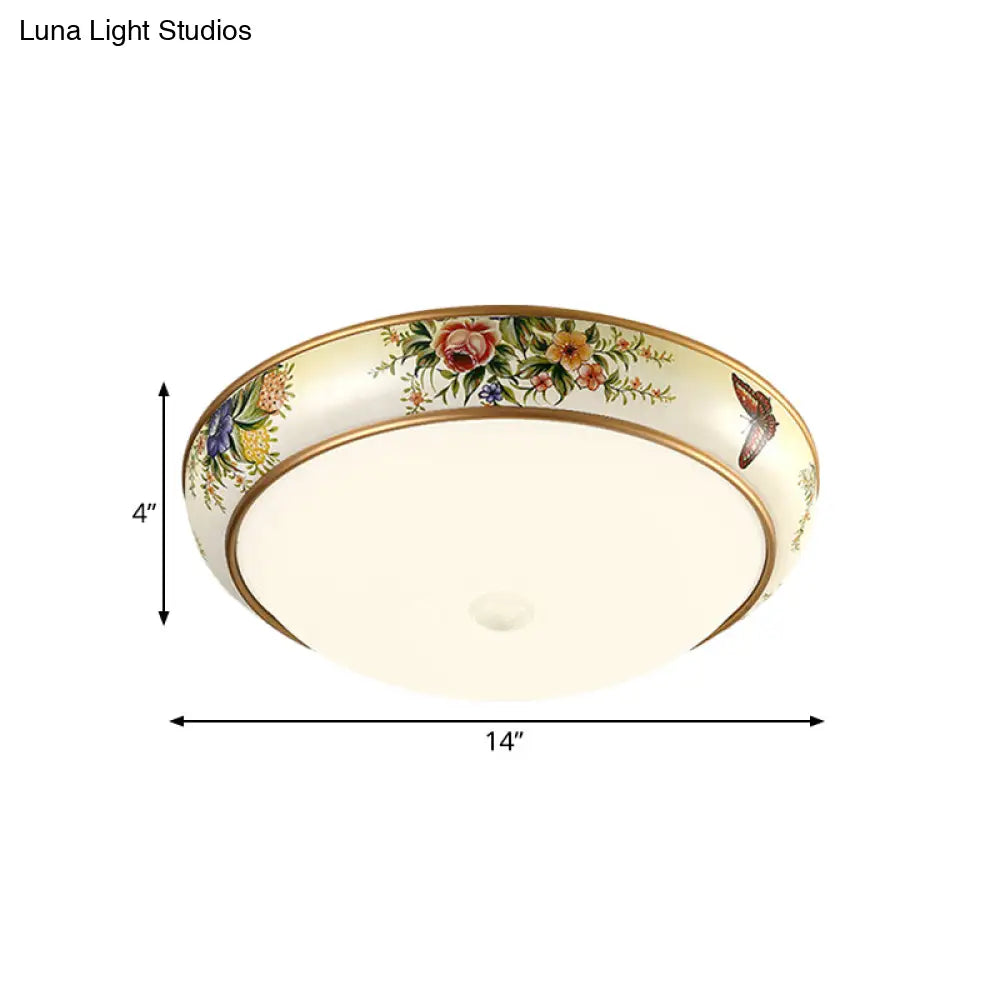 Frosted Glass Dome Led Flush Mount Ceiling Light - Korea Country Style (14’/19.5’ Diameter)