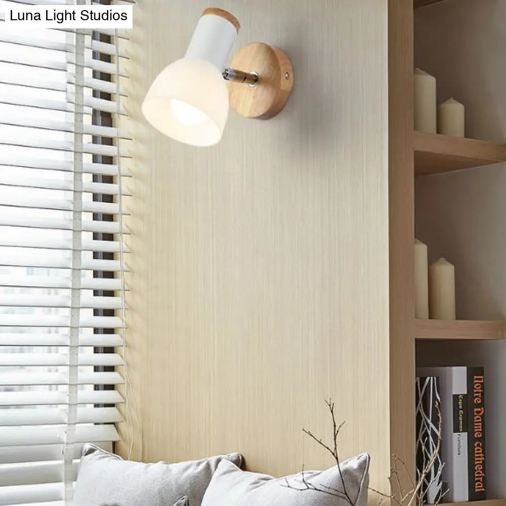 Frosted Glass & Metal Torch Wall Lamp - Contemporary White Study Room Light