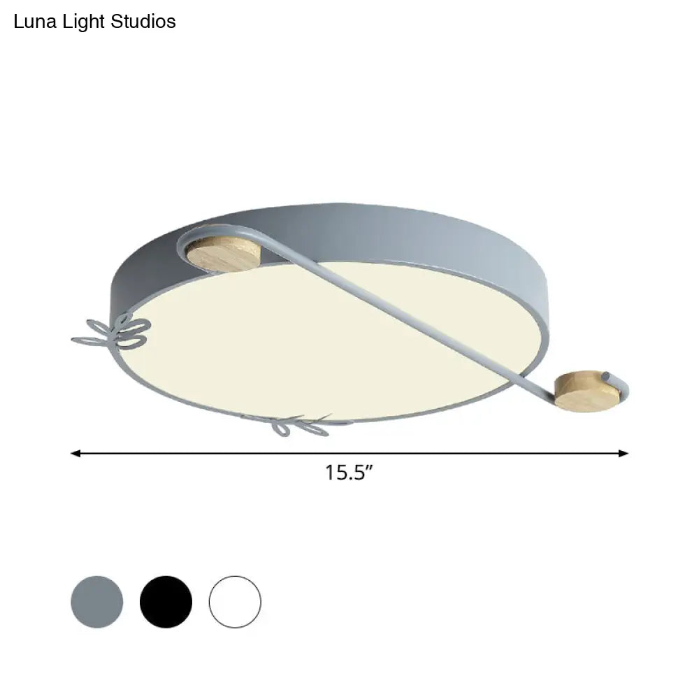 Geometric Led Ceiling Light In Nordic Style With Sprig Decor - Grey/White/Black - Wood For Living