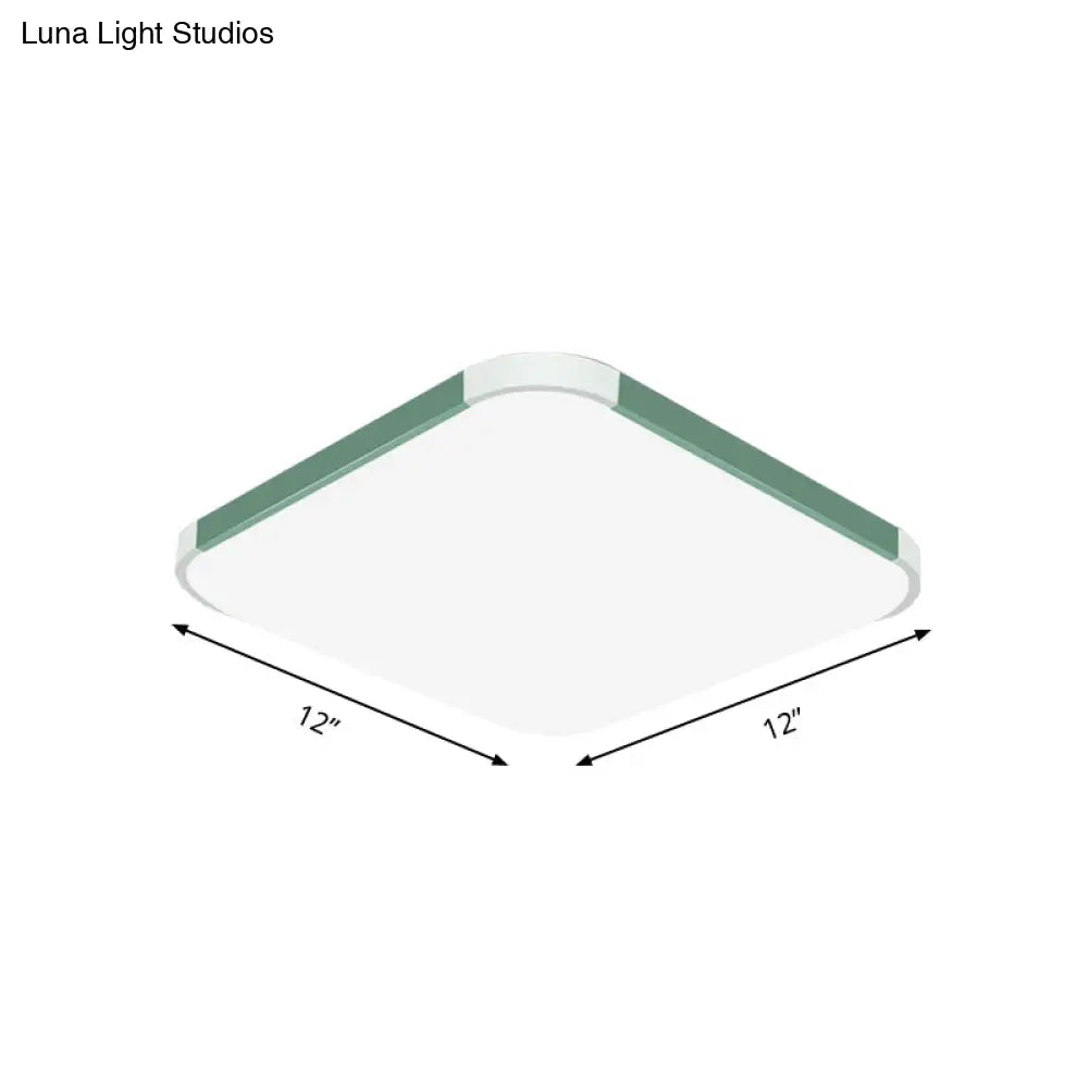 Geometric Led Flush Mount Lamp In Macaron Colors - 12’/15’/17’ Wide