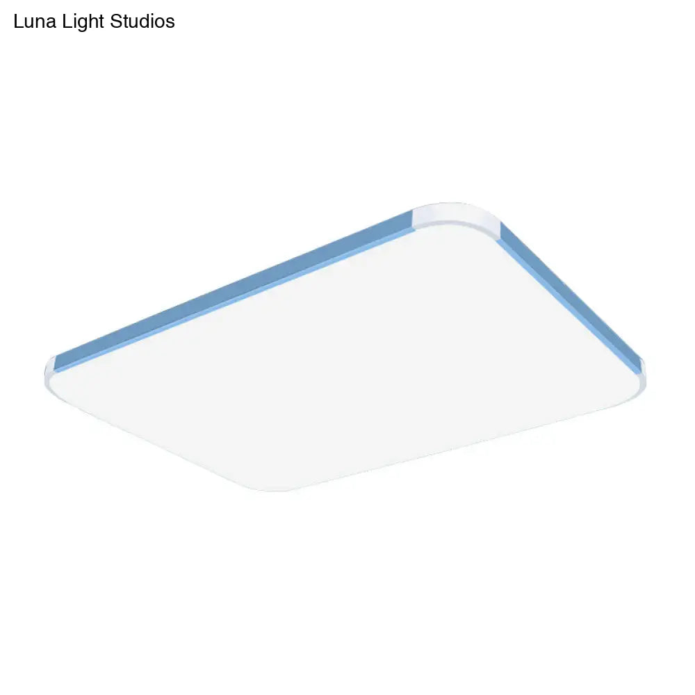 Geometric Led Flush Mount Lamp In Macaron Colors - 12’/15’/17’ Wide