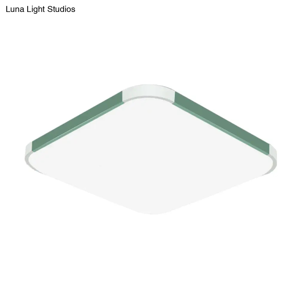 Geometric Led Flush Mount Lamp In Macaron Colors - 12’/15’/17’ Wide