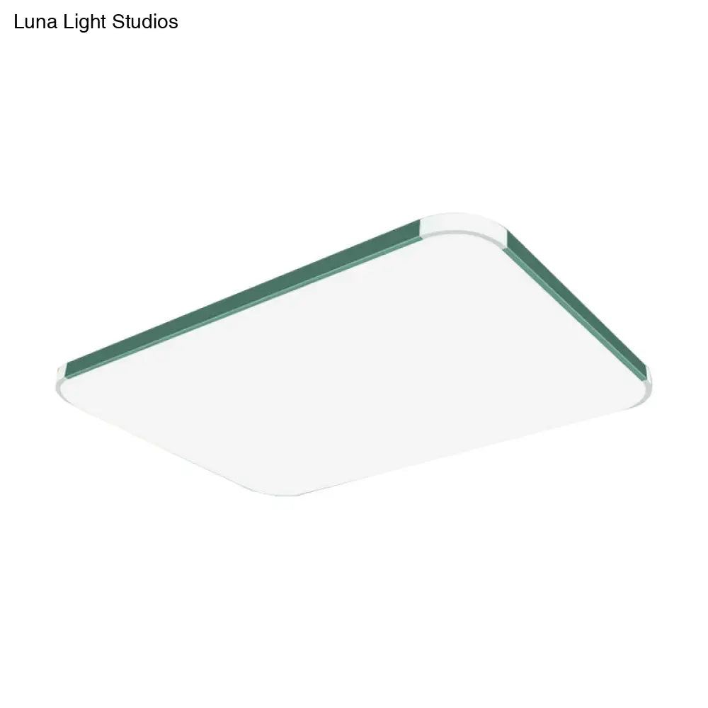 Geometric Led Flush Mount Lamp In Macaron Colors - 12’/15’/17’ Wide