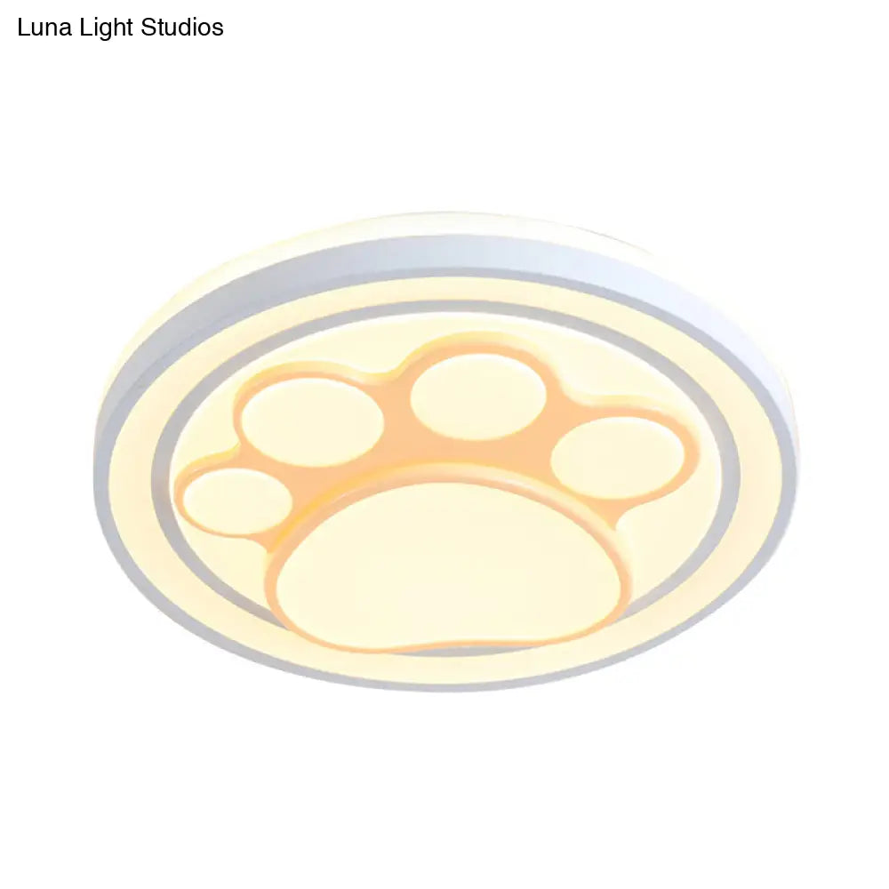 Girls Pink Cartoon Led Ceiling Lamp With Cute Pattern Acrylic Flush Mount Light