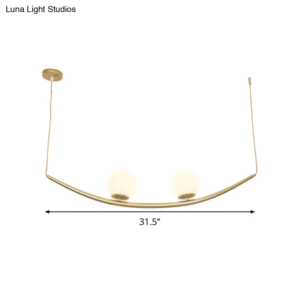 Gold Finish Dining Room Chandelier With Modernist Design And Milk Glass Shade